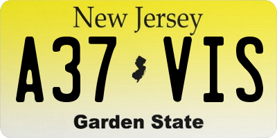 NJ license plate A37VIS