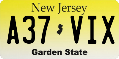 NJ license plate A37VIX