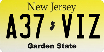 NJ license plate A37VIZ
