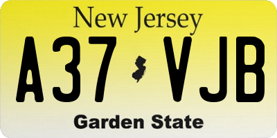 NJ license plate A37VJB