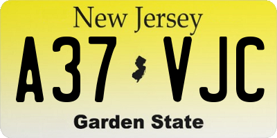 NJ license plate A37VJC