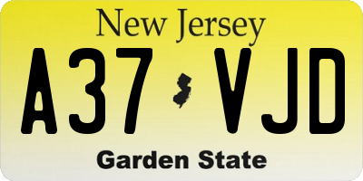 NJ license plate A37VJD