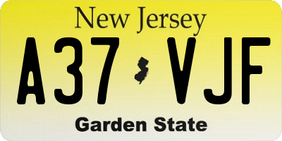 NJ license plate A37VJF