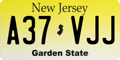 NJ license plate A37VJJ