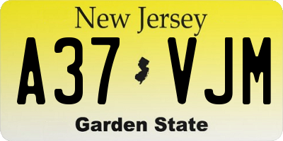 NJ license plate A37VJM