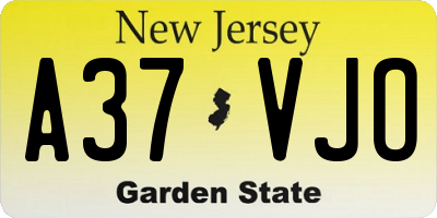 NJ license plate A37VJO