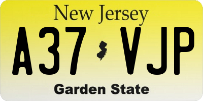 NJ license plate A37VJP