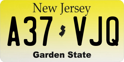 NJ license plate A37VJQ