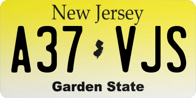NJ license plate A37VJS