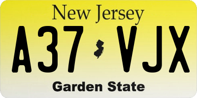 NJ license plate A37VJX