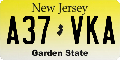 NJ license plate A37VKA