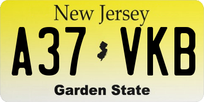 NJ license plate A37VKB