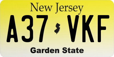 NJ license plate A37VKF