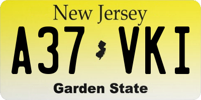 NJ license plate A37VKI