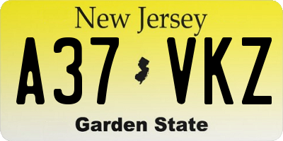 NJ license plate A37VKZ