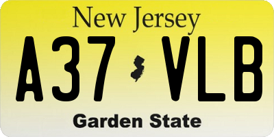 NJ license plate A37VLB