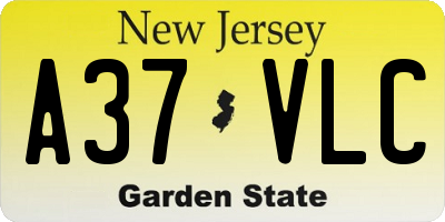 NJ license plate A37VLC