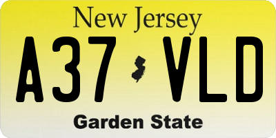 NJ license plate A37VLD