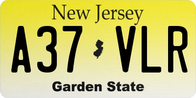 NJ license plate A37VLR