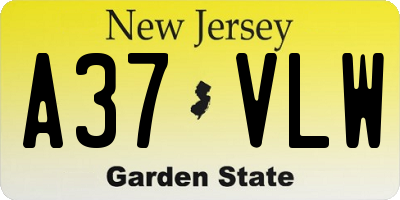 NJ license plate A37VLW