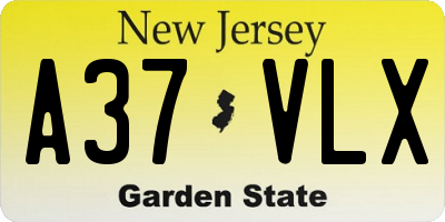 NJ license plate A37VLX