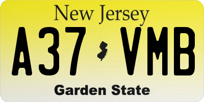 NJ license plate A37VMB