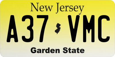 NJ license plate A37VMC