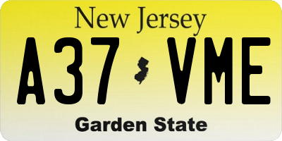 NJ license plate A37VME