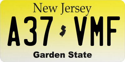 NJ license plate A37VMF