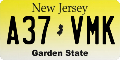 NJ license plate A37VMK