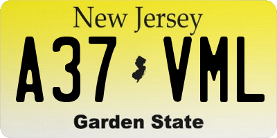 NJ license plate A37VML