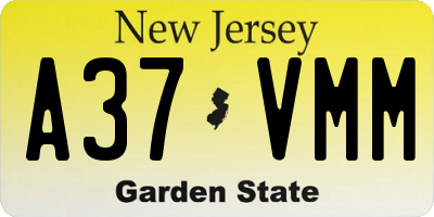 NJ license plate A37VMM