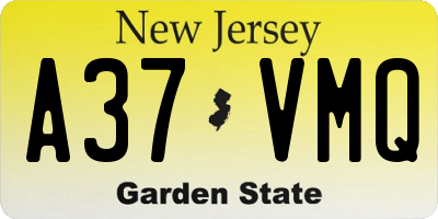 NJ license plate A37VMQ