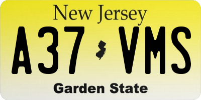 NJ license plate A37VMS