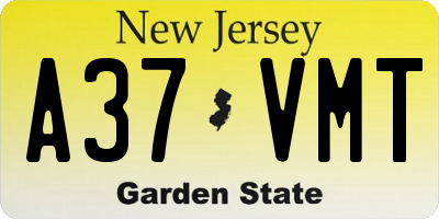 NJ license plate A37VMT