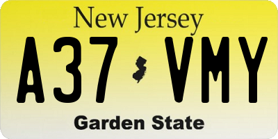 NJ license plate A37VMY