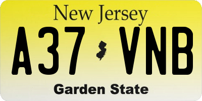 NJ license plate A37VNB