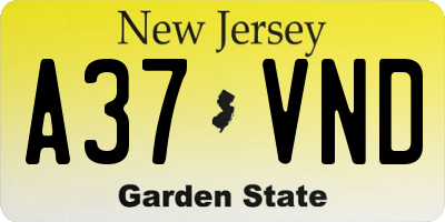 NJ license plate A37VND