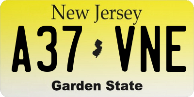 NJ license plate A37VNE