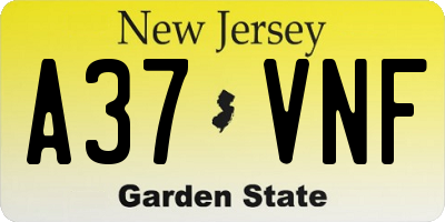 NJ license plate A37VNF
