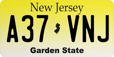 NJ license plate A37VNJ
