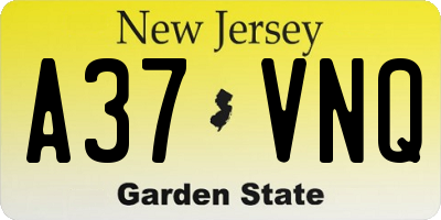 NJ license plate A37VNQ
