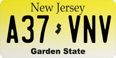 NJ license plate A37VNV