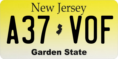 NJ license plate A37VOF