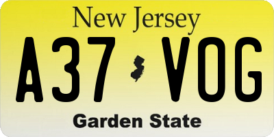 NJ license plate A37VOG