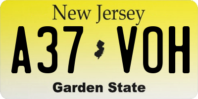 NJ license plate A37VOH