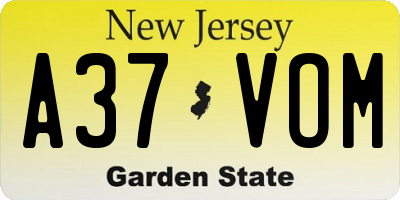 NJ license plate A37VOM