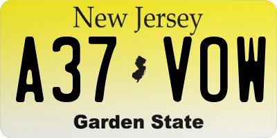 NJ license plate A37VOW