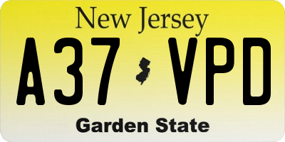 NJ license plate A37VPD