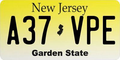 NJ license plate A37VPE